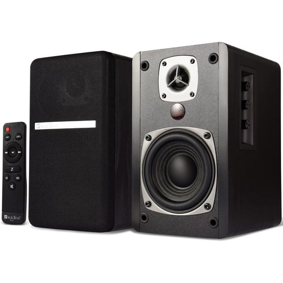 singing wood Active Powered Bluetooth Bookshelf Speaker Surround Sound, Black Color, 2 Pieces 2