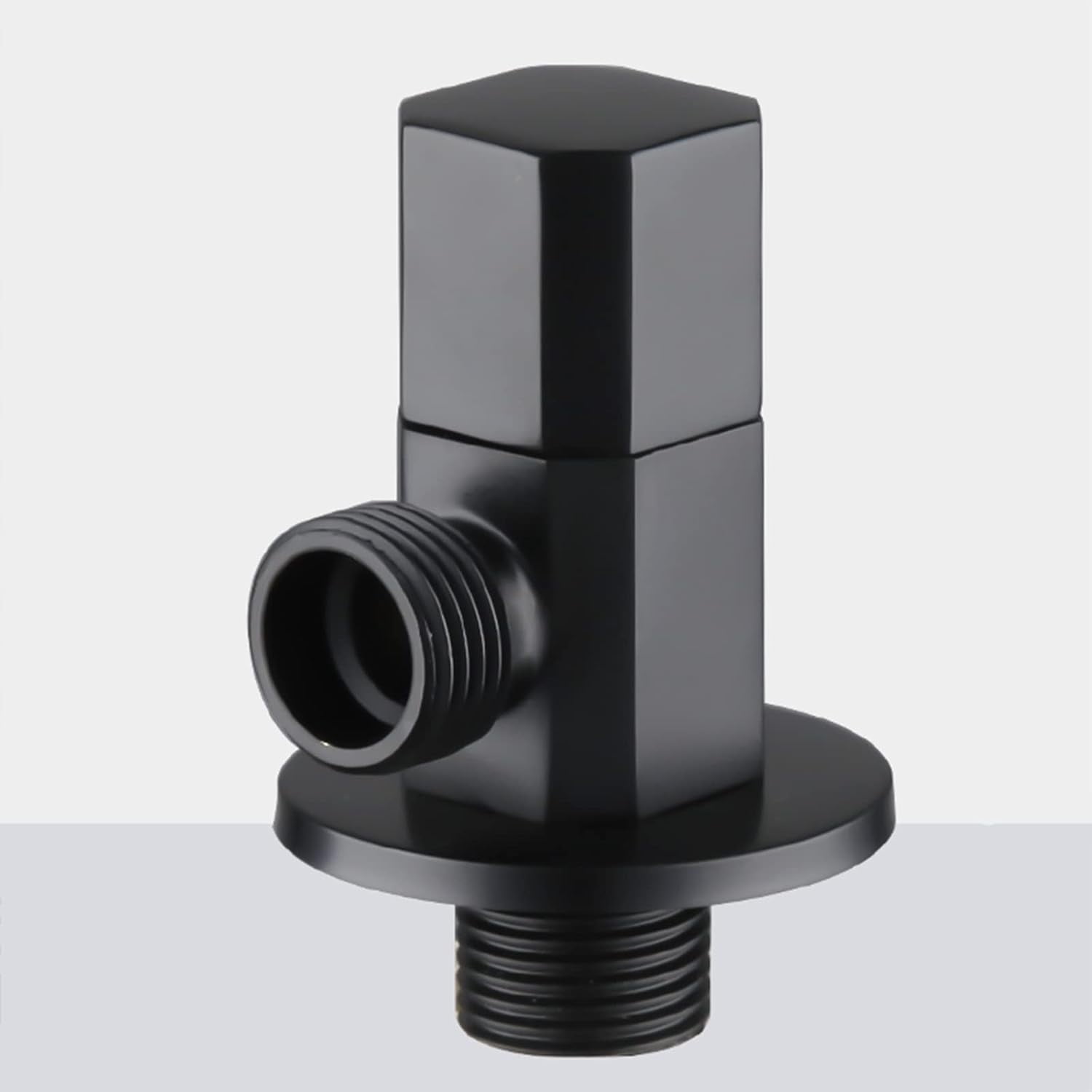 Black Angle Valve – 1/2" Brass Wall-Mounted Square Shut-Off Valve, G1/2 Inlet & Outlet, Ceramic Spool, Chrome Finish, For Sinks, Washing Machines, Balconies