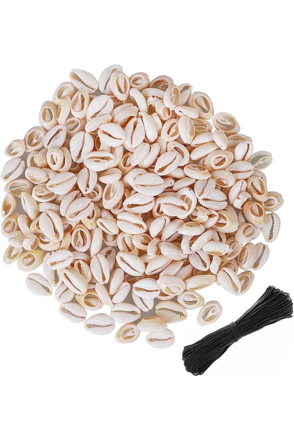 150 Pcs 0.63"-0.71" White Natural Strong Cowrie Shell Beads Smooth Cut Oval Seashells, Beach Sea Shells with Big Hole for Jewelry Making, DIY Craft, Adorning Hair Locks and Braids