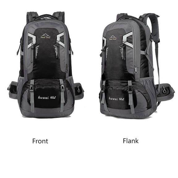 Sinkoo Hiking Backpack for Men Women, 60L Outdoor Large Capacity Travel Backpack, Waterproof Wear-resistant Camping Bag with Shoe Storage, for Hiking Travel Camping Fishing Climbing(Black)