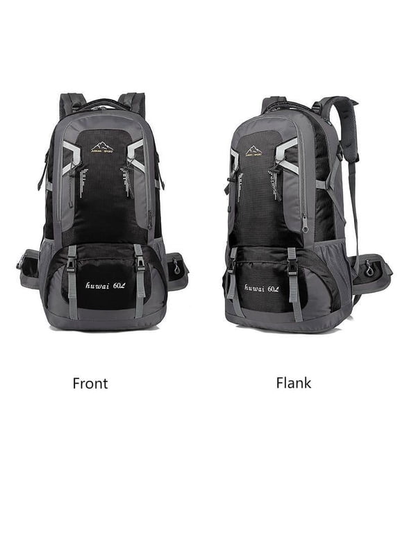 Hiking Backpack for Men Women, 60L Outdoor Large Capacity Travel Backpack, Waterproof Wear-resistant Camping Bag with Shoe Storage, for Hiking Travel Camping Fishing Climbing(Black)