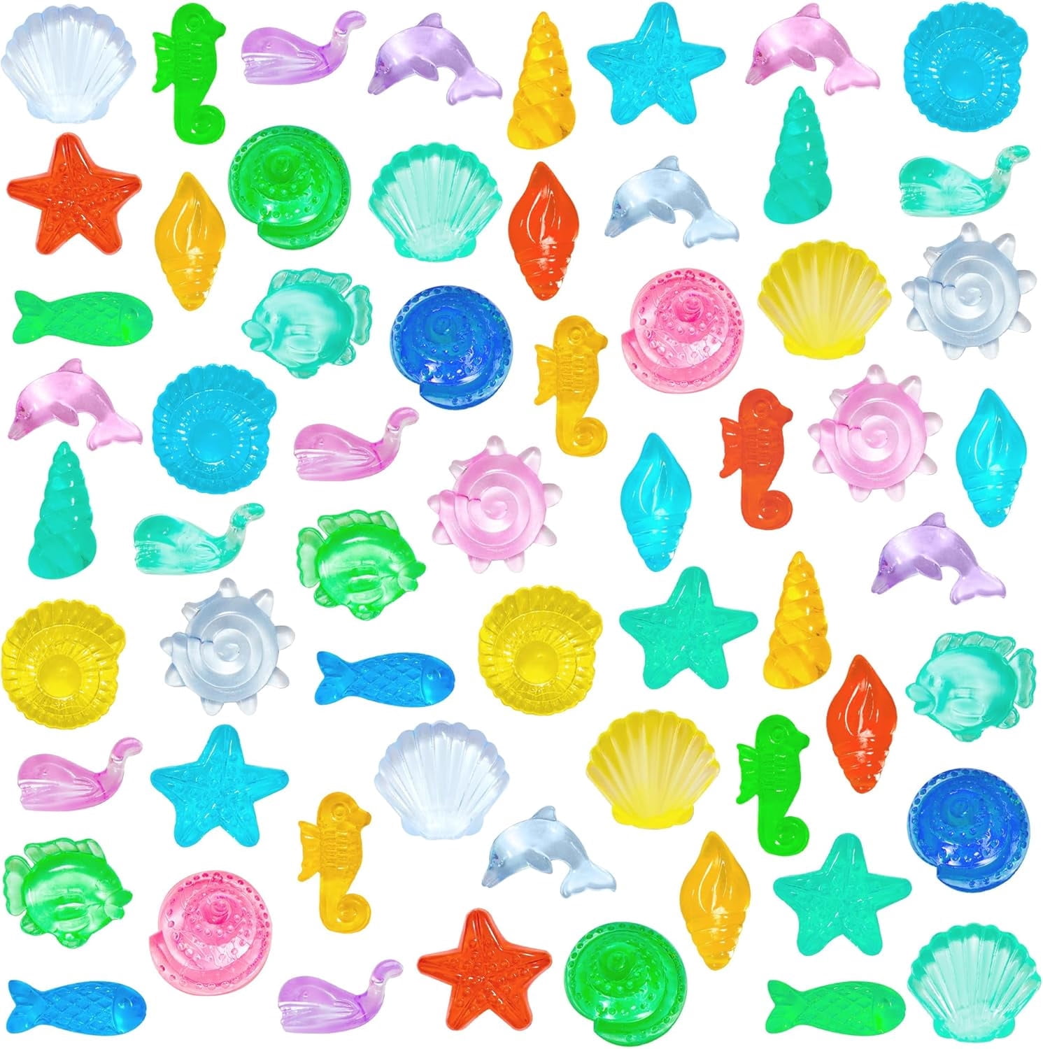 Sinkoo 450pcs Mini Ocean Sensory Bin Kit, Plastic Seashells Acrylic ...