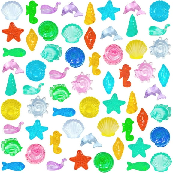 Sinkoo 450pcs Mini Ocean Sensory Bin Kit, Plastic Seashells Acrylic Gems for Beach Toys , Vase Filler Decor, Mermaid Pool Toy Treasure Hunt (0.3"-0.5" Fake Beach Shells)