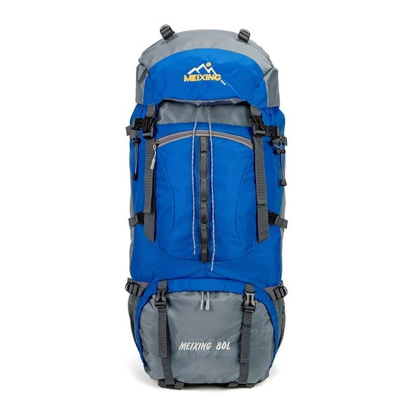 Sinkoo Hiking Backpack for Men Women, 80L Outdoor Large Capacity Backpack, With Independent Shoe Storage, Waterproof Wear-resistant Camping Bag, for Hiking Travel Camping Fishing Climbing(Blue)