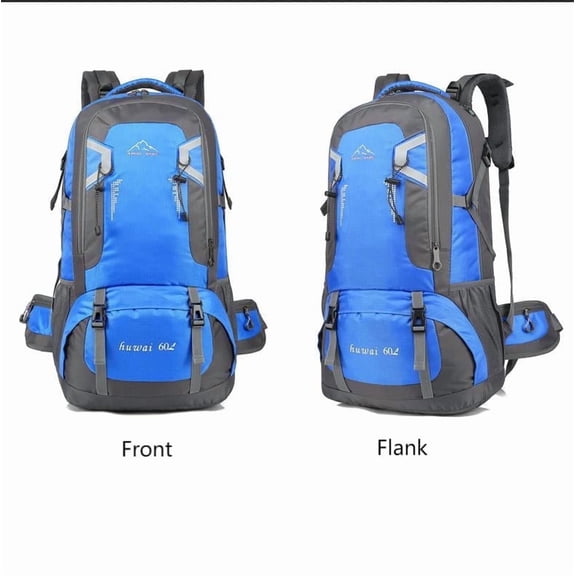 Sinkoo Hiking Backpack for Men Women, 60L Outdoor Large Capacity Travel Backpack, Waterproof Wear-resistant Camping Bag with Shoe Storage, for Hiking Travel Camping Fishing Climbing(Blue)