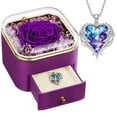 thumbnail image 1 of Sinkoo Mothers Day Gifts for Mom,Preserved Purple Real Rose with Purple Necklace, Forever Flowers Rose Gifts for Women Mom Wife Girlfriend on Hoilday Gifts for Women, 1 of 6