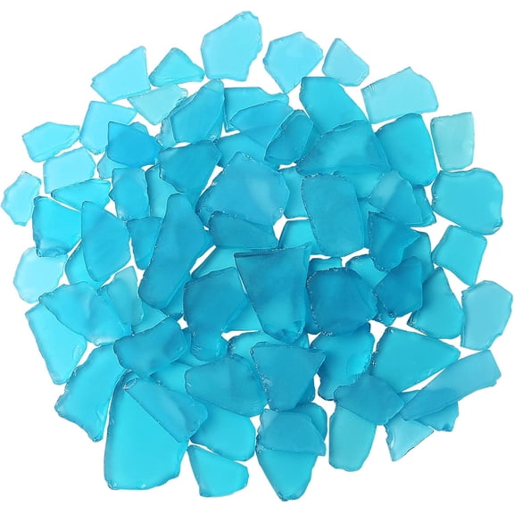 Sinkoo Sea Glass for Crafts 16oz Blue Seaglass Pieces Decor Flat Frosted Vase Filler Beach Wedding Party Decor Home Aquarium DIY Art Craft Supplies(Ocean Blue)