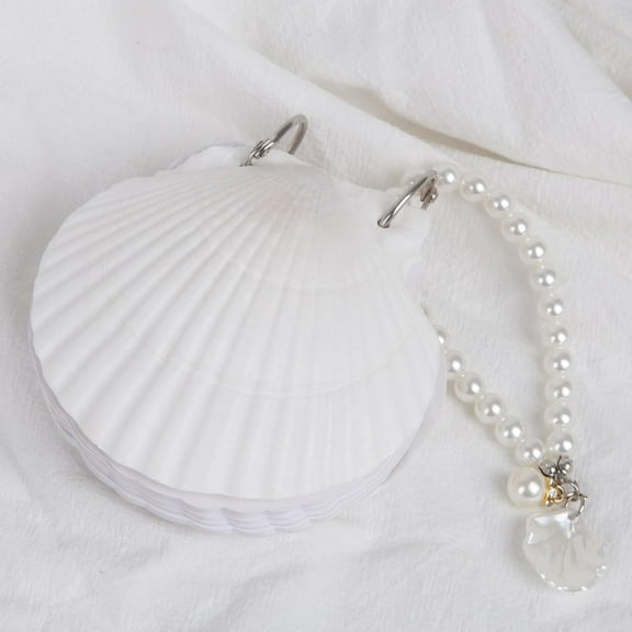 Sinkoo Real Seashell Notebook, Scallop Shell Notebook, Cute Small Art Journaling Supply for Her Women, 20 Pages, Mini Sketchbook with Pearl Strap