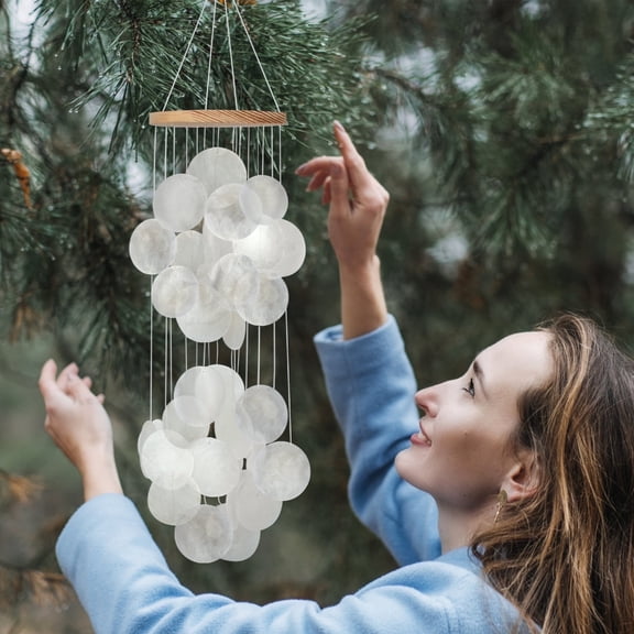 Sinkoo Wind Chimes for Outside - Handcrafted Rainbow Capiz Shells Windchime Coastal Style Decor for Indoor/Outdoors, Garden Decor, Great Gift for Women, Wind Chimes Lovers and More
