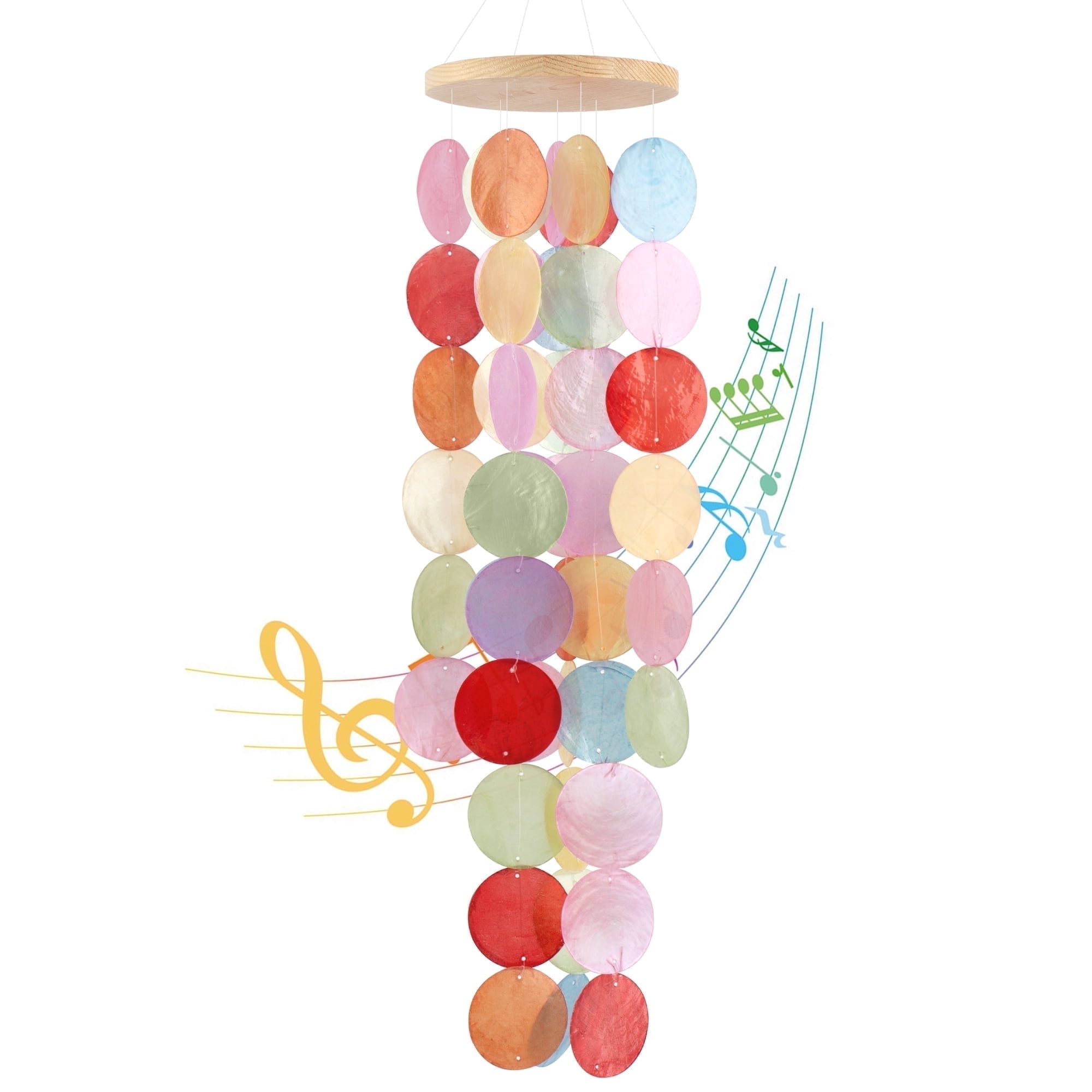 Sinkoo Wind Chimes for Outside,Handcrafted Light Colorful Capiz Shells Windchime Coastal Style Decor for Indoor/Outdoors, Garden Decor, Great Gift for Women, Wind Chimes Lovers and More