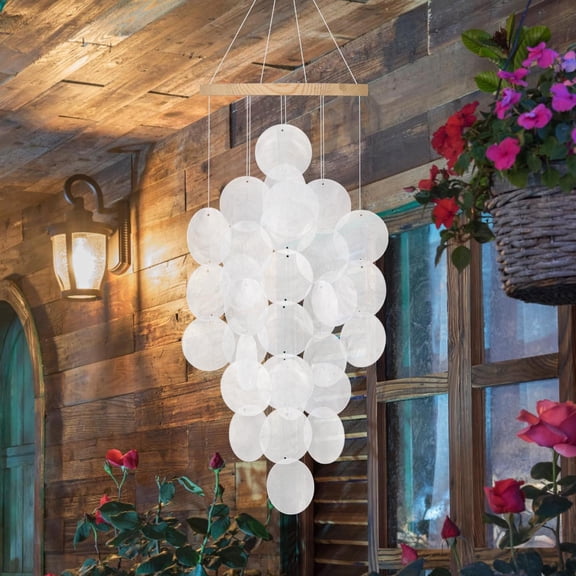 Sinkoo Wind Chimes for Outside - Handcrafted White Capiz Shells Windchime Coastal Style Decor for Indoor/Outdoors, Garden Decor, Great Gift for Women, Wind Chimes Lovers and More