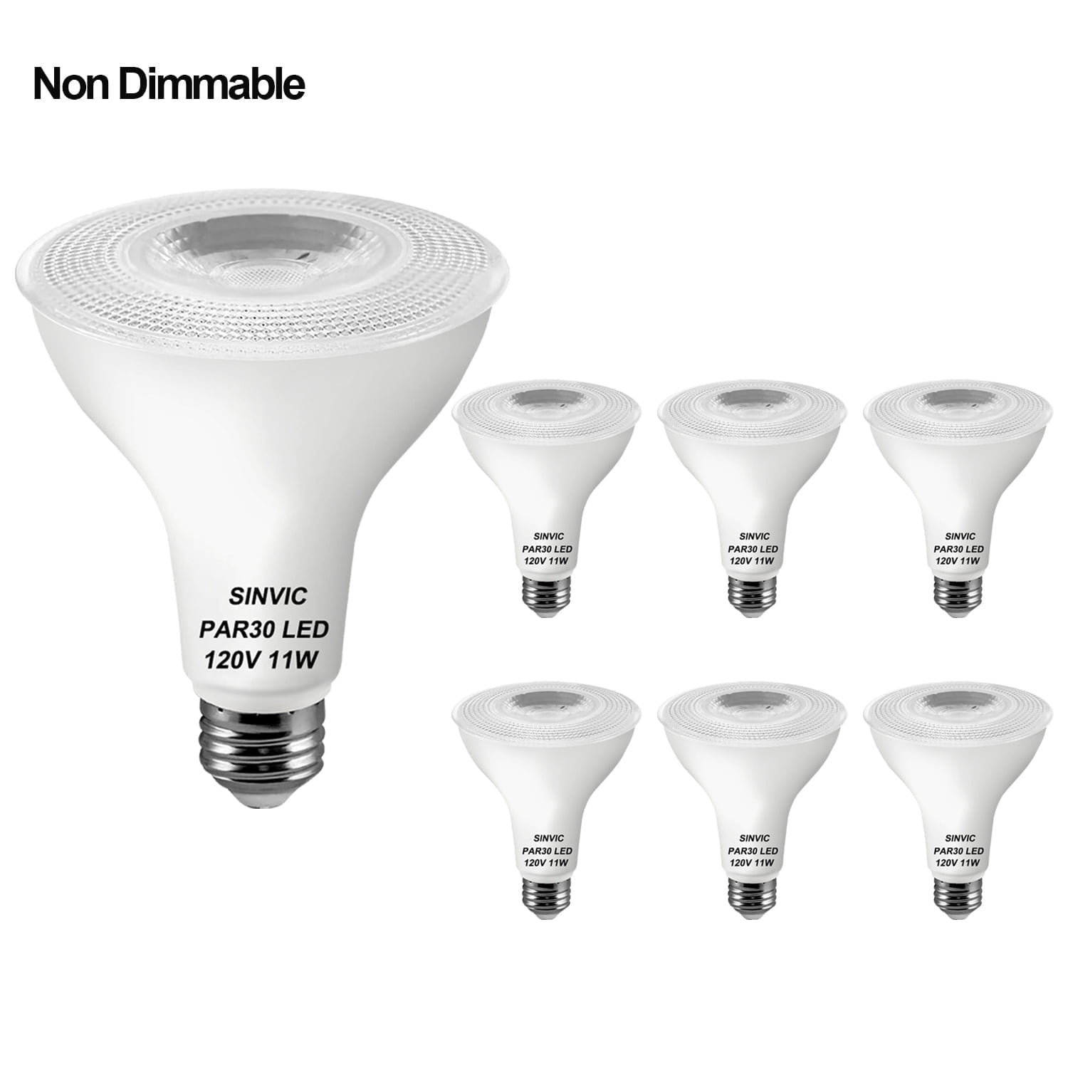 Sinvic PAR30 Long Neck LED Bulb 11W (Equiv 75W) 3000K Warm White E26 Base Non Dimmable (6 Pack) Indoor/Outdoor