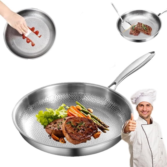 siraats titanium pan,Pure Titanium Hammered Frying Pan,Scratch-resistant and durable, triple-layer composite structure,Heats up quickly and evenly,easy to clean ,ideal for  kitchen cooking