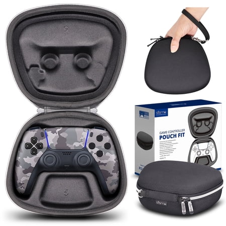 Colorfish Travel Case Compatible with PS5 DualSense Wireless Controller, Dual Sense Game Controller Holder Home Safekeeping Hard Protective Cover Storage Case Carrying Bag, Black