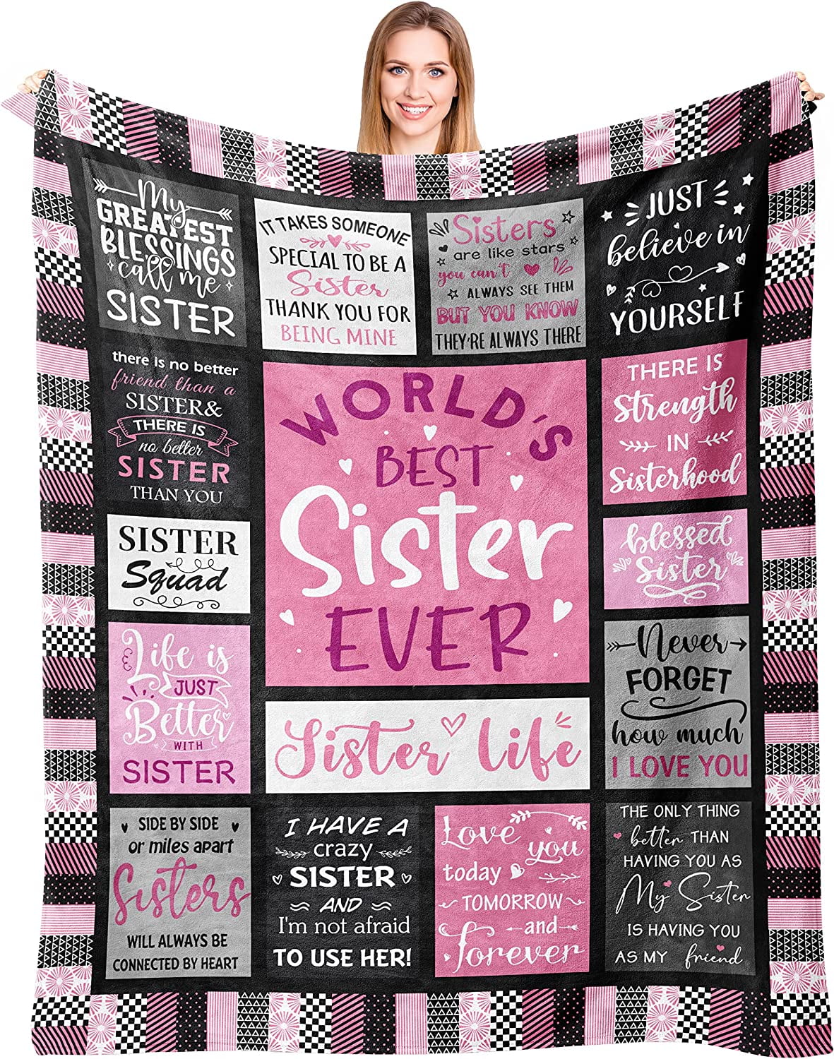 sister gifts throw blanket 50"x60" - sister birthday gifts from sister - sisters gifts from sister - happy birthday gifts for sister - gifts for sister - sister blanket - best sister gift idea