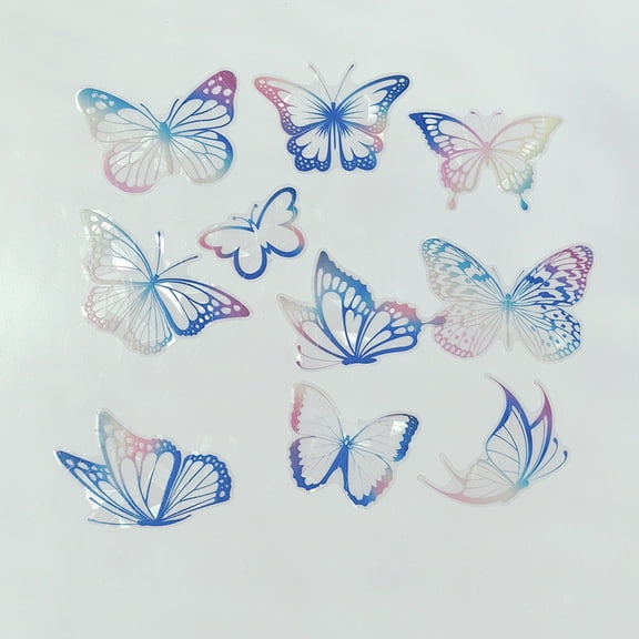 siubich 10pcs Butterflies Static Window Clings Anti-Collision Window Decals for Bird Strikes, Window Strike Prevention Stickers, Colorful Prism Pattern Alert Decals to Protect Wild Birds