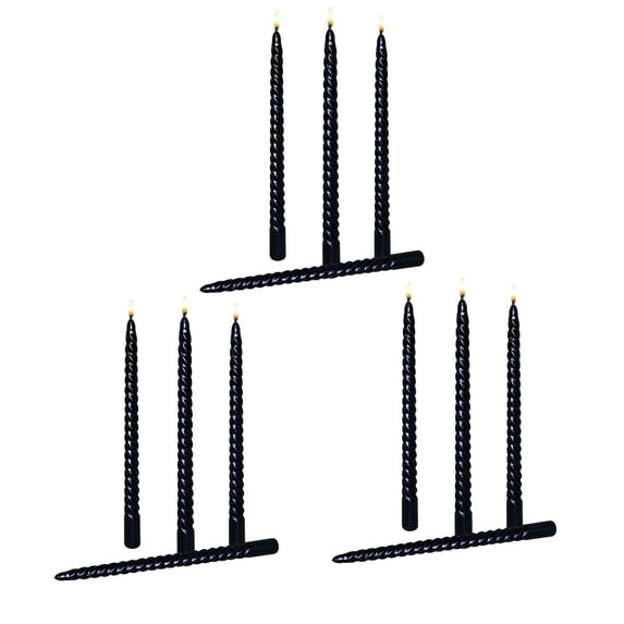 siubich 12pc Taper Candles for 9 Hrs Burning,True Dripless Candlesticks, Elegant 10 inch Silver Glossy Metal Style Candle Sticks for Home Decor,Dinner,Wedding (Black)