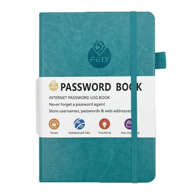 siubich Address Book, Planner, Model, Purple, 5.3 x 7.7inch, with Alphabetical Tabs, Password Keeper, Colored Pages, Pocket, Elastic Band, Pen Holder, Bookmark (Turquoise)