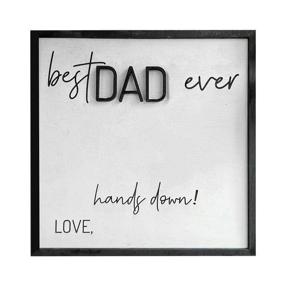 siubich Custom Best Dad Ever Hands Down Sign Plaque Personalized Fathers Day DIY Handprint Wood Sign Kid Handprint Gift Fathers Day Birthday Gift For Dad Grandpa Wooden Plaque (C)
