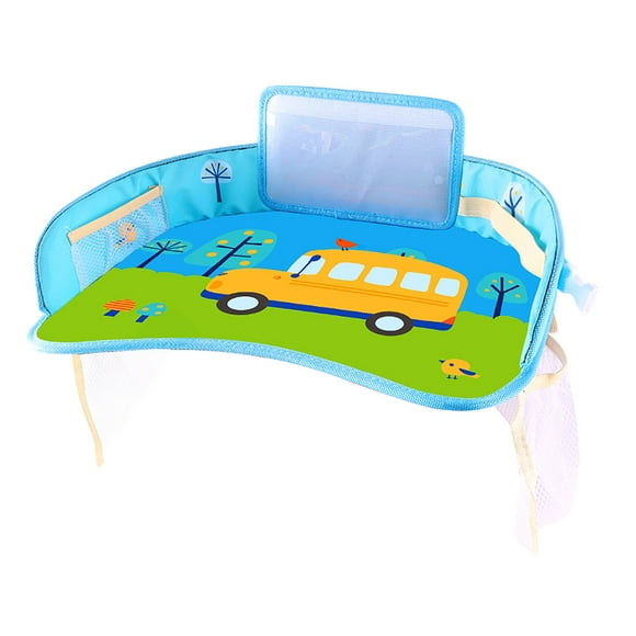 siubich Kids Travel Tray, Car Seat Lap for Food & Play Activity, Carseat Table Trays for Toddler, Kid Activity Desk for Air Travel, No-Drop Tablet Holder & Borders (A)