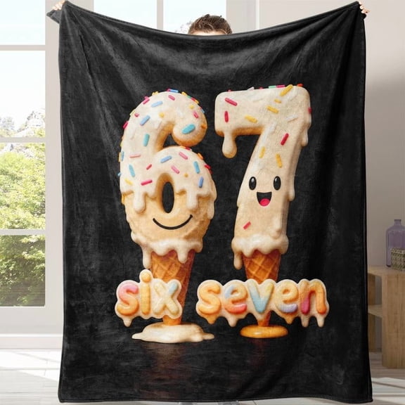 six sevenSoft Flannel Blanket for Sofa Bed, Warm and Comfortable Nap Blanket, Lightweight Travel Camping Cover, Home Office Chair Bed Throw