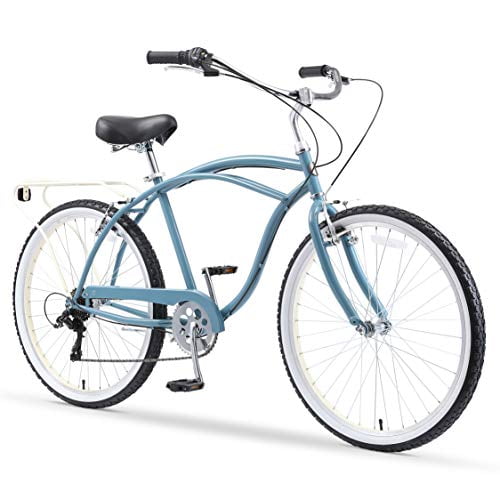 sixthreezero Around the Block Men s 26 In. 7 Speed New Beach Cruiser Bicycle with Rear Rack Steel Cloud Walmart