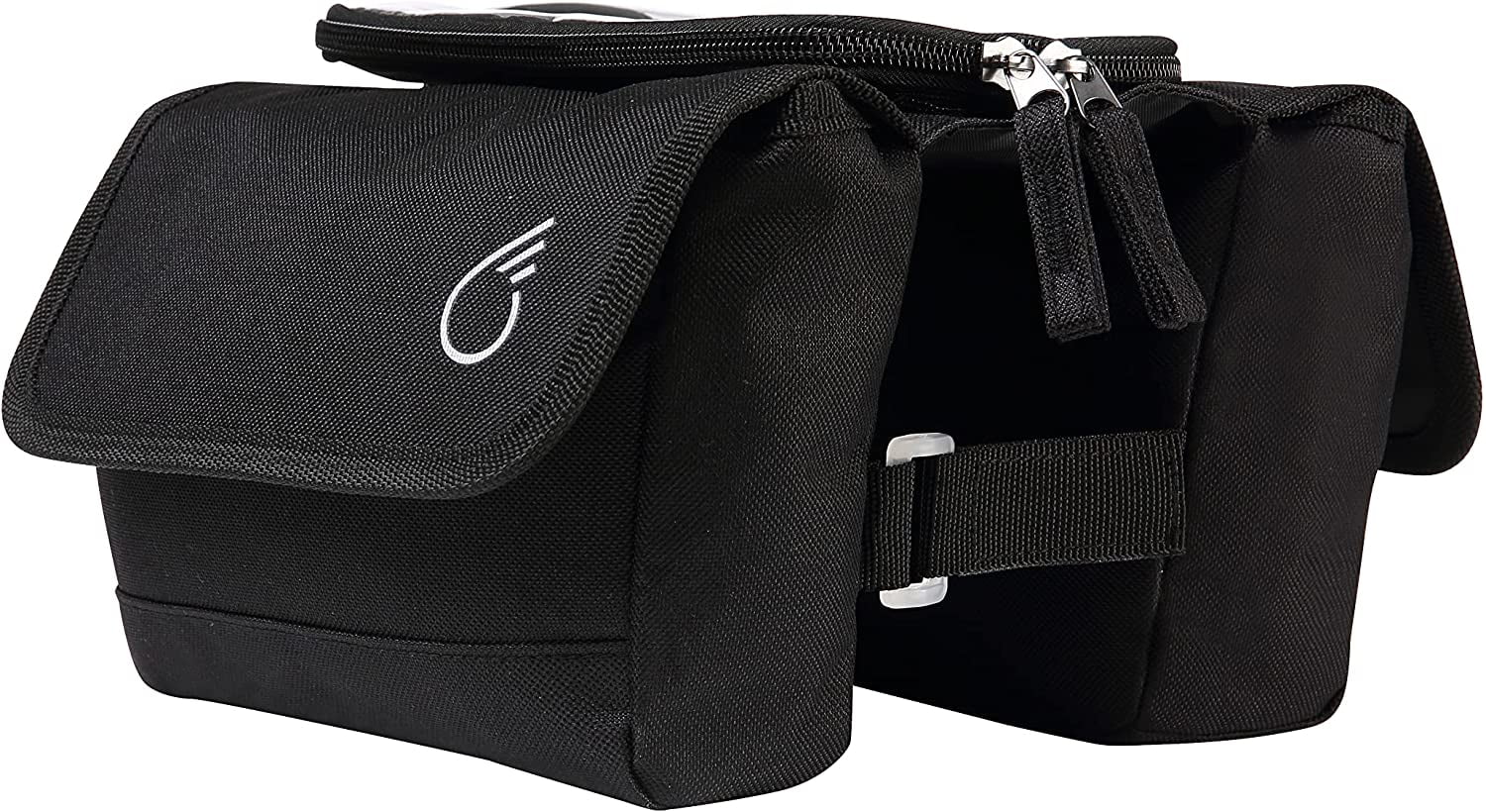 sixthreezero Bicycle Pannier Bag Rear Rack Trunk with Waterproof Front Frame, Double Sided, Phone Holder, Black