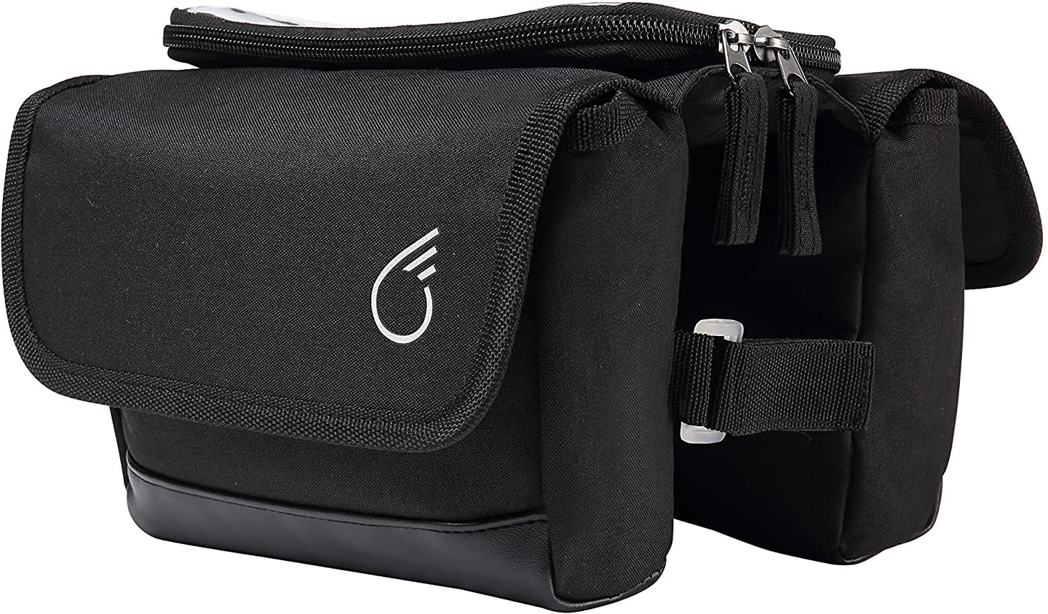 sixthreezero Bike Bag Front Frame, Waterproof Bicycle Pannier, Double Sided, Phone Holder, Matte Black