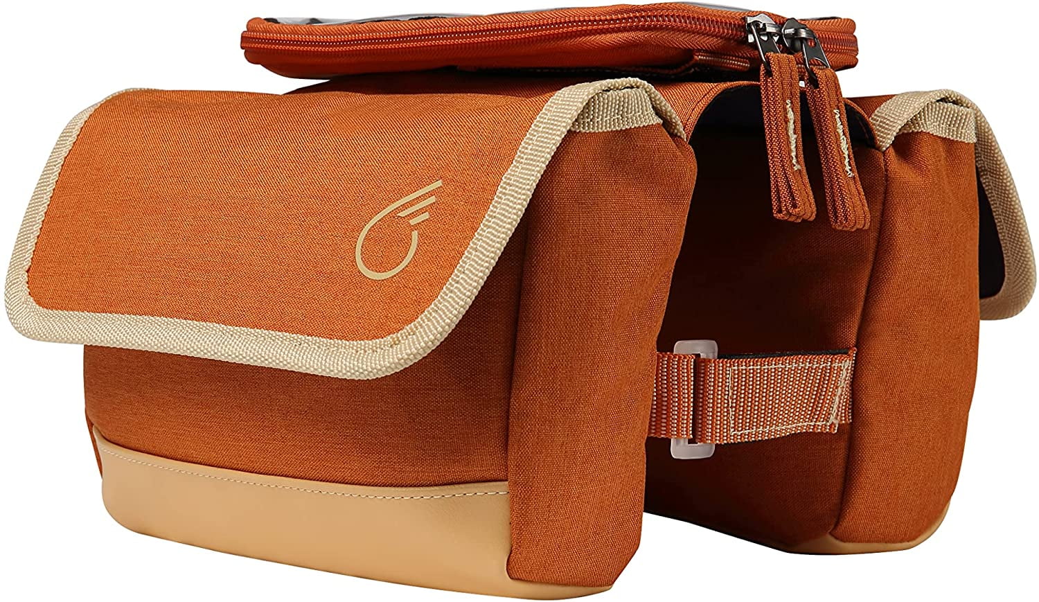 sixthreezero Bike Bag Front Frame, Waterproof Bicycle Pannier, Double Sided, Phone Holder, Orange
