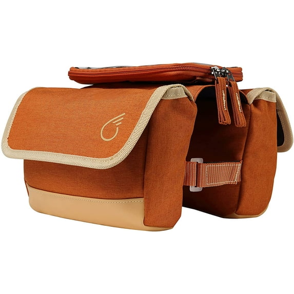 sixthreezero Bike Bag Front Frame, Waterproof Bicycle Pannier, Double Sided, Phone Holder, Orange