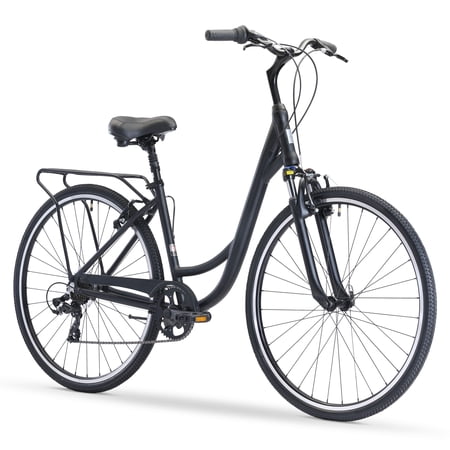 sixthreezero Body Ease Men's 7-Speed Bicycle, Step-Through Committed Comfort Rider Bike, Matte Black