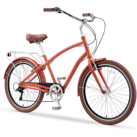 sixthreezero EVRYjourney Men's 26 In. 7-Speed Speed New Sport Hybrid Cruiser Bicycle, Cherry Shadow