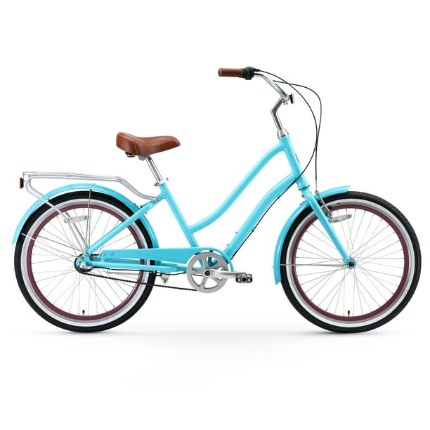 sixthreezero EVRYjourney Women s 3 Speed Step Through Hybrid Cruiser Bicycle 24 Wheels and 14 Frame Teal Walmart Business Supplies
