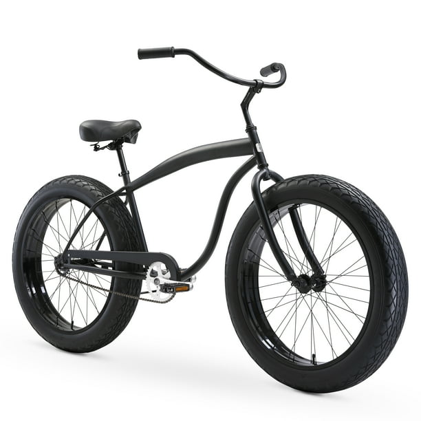 sixthreezero In the Barrel Men's Fat Tire Bicycle, Single Speed Beach Cruiser Bike, Matte Black