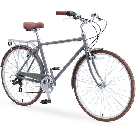 sixthreezero Ride in the Park Men's 7-Speed Committed Rider, City Bike, 26 In. Wheels and 18 In. Frame, Grey