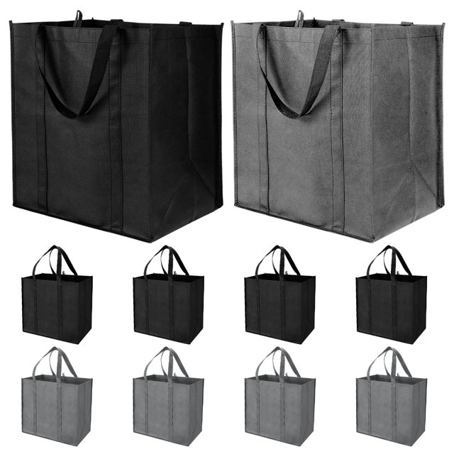 Sixwipe 10Pack Big Reusable Bags, Heavy Duty & Recyclable Shopping