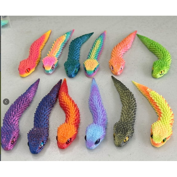 sixwipe 12 PCS 3D Printed Snake Toys, 3D Printed Animal Fidget, Flexible Cute Articulated Small Stress Pet, Relief Fidget for Adult Party Favors Home Display