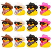 sixwipe 12 Pack Rubber Duck for Jeepers, Bath toy Cowboy Rubber Duck with Hat and Sunglasses, West Cowboy Duck, Mini Bath Duck Toys for Birthday and Party Gift Favor Decorations