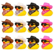 sixwipe 12 Pack Rubber Duck for Bath, Cowboy Rubber Duck with Hat and Sunglasses, West Cowboy Duck, Mini Bath Duck Toys for Birthday Swimming Party Gift Favor Decorations