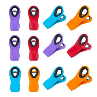 16 Pcs Bag Clips with Magnet - 8 Assorted Bright Colors Chip Clips Bag  Clips Food Clips. Magnetic Clips. Plastic Clips for Bread Bags. Snack Bags.  Food Packages (Translucent) 