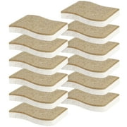 sixwipe 12 Pack Natural Kitchen Sponge, Biodegradable Compostable Cellulose and Coconut Scrubber Sponge, Eco-Friendly Scrub Sponges for Dishes, Bathtubs(Brown-White)