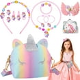 thumbnail image 1 of sixwipe 13Pcs Little Girl Unicorn Purse Set, Cute Kids Purse Crossbody Bags with Kids Dress Up Jewelry Set Pretend Play Accessories, Birthday Presents Unicorn Gifts Toy for Girl, Toddler, 1 of 8