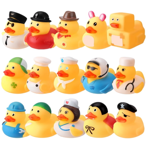sixwipe 15Pcs Rubber Duck, Bath Toy Duck for Kids, Duck Bathtub Pool Toys with Different Designs, Multiple Styles Float Tiny Ducks, Rubber Duck for Kids Shower Easter Day Party Gifts