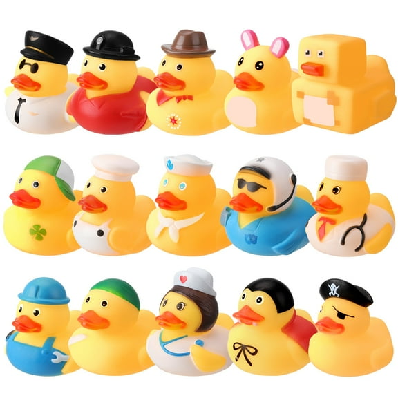 sixwipe 15Pcs Rubber Duck, Bath Toy Duck for Kids, Duck Bathtub Pool Toys with Different Designs, Multiple Styles  Float Tiny Ducks, Rubber Duck for Kids Shower Easter Day Party Gifts