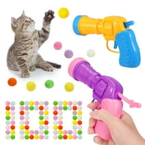 sixwipe 2 Pack Cat Toy Plush Ball Launcher Gun, Plush Ball Shooting Gun for Cats with 100 Pcs Pom Pom Ball for Indoor Cats