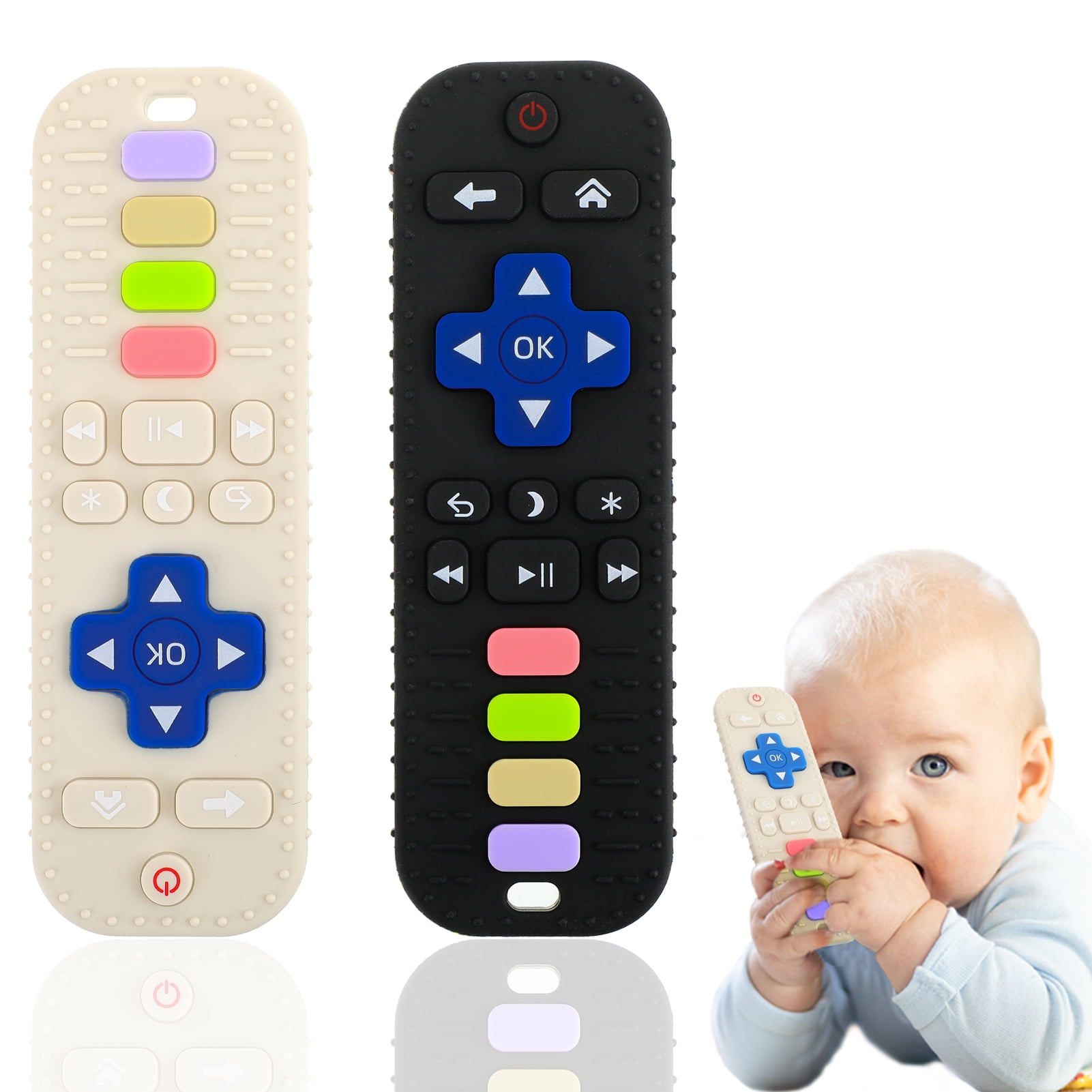 sixwipe 2 Pack Silicone Baby Teething Toys, Teething Remote for Babies 612 Months, Remote