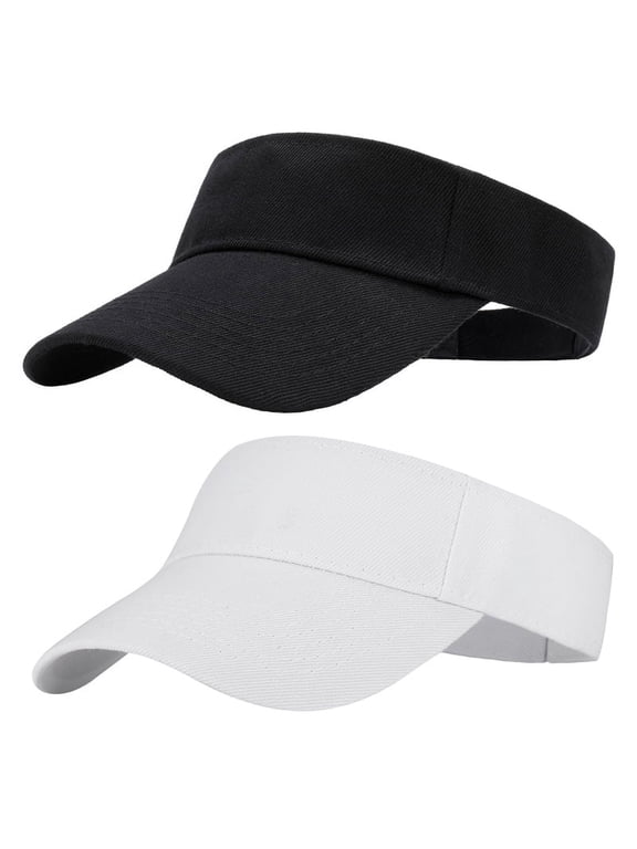 2 Pack Sport Sun Visor Hats, Adjustable Empty Top Baseball Cap, Cotton One Size Outdoor Sun Sports Visor Ball Caps for Women and Men Golf Cycling Fishing Tennis Running