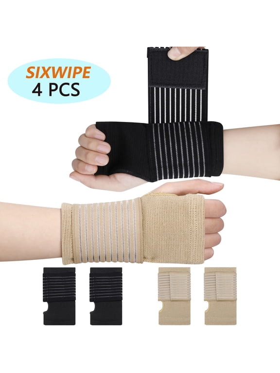 4 Pcs Wrist Brace for Carpal Tunnel, Wrist Support with Adjustable Elastic Strap for Left and Right Hand, Hand Wraps for Carpal Tunnel, Arthritis, Tendonitis Pain Relief