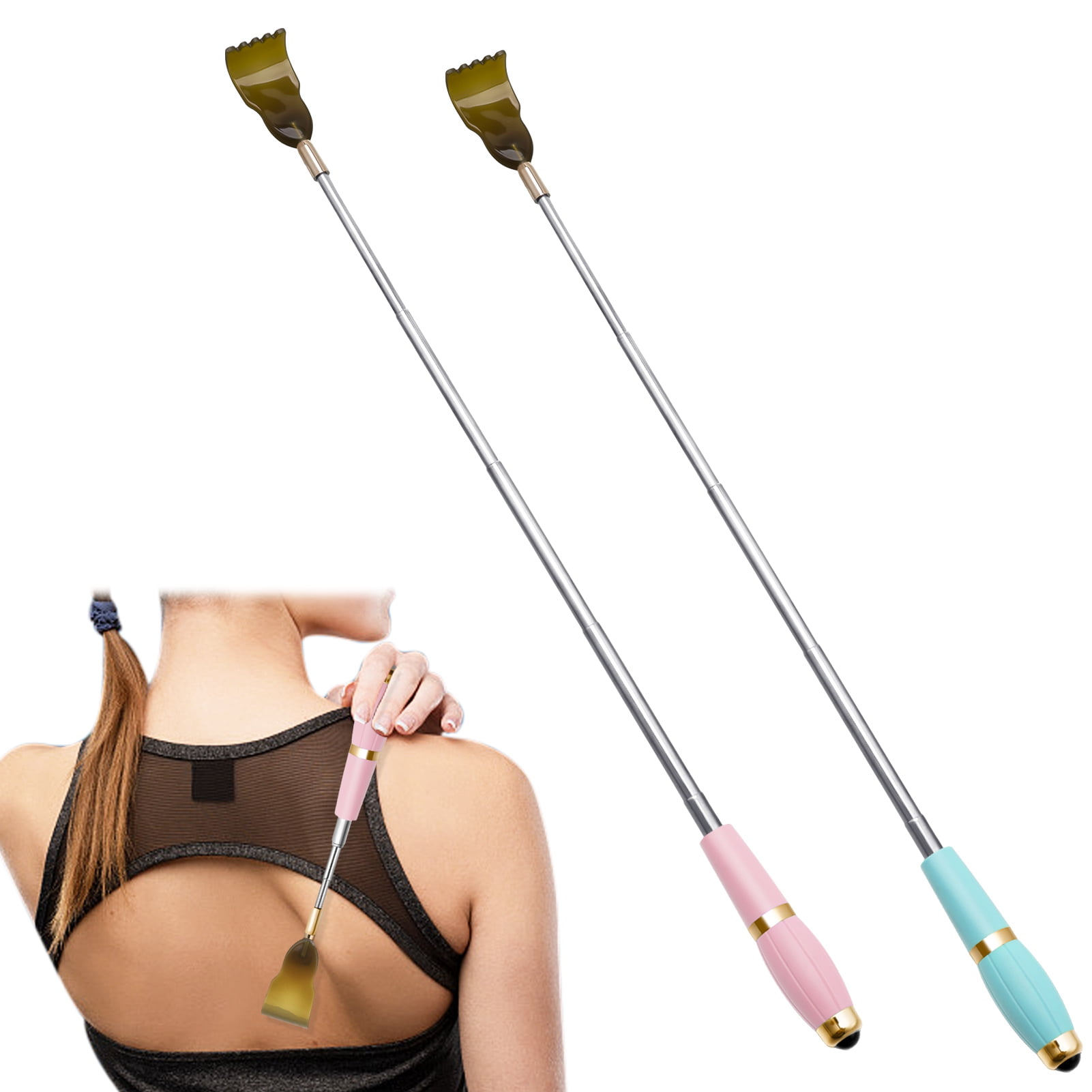 sixwipe 2 Pcs Back Scratcher, Stainless Steel Back Scratcher with