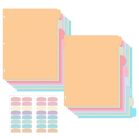 sixwipe Thickened 16 Tabs Dividers for 3 Ring Binders, Plastic File Notebook Dividers, 2 Sets 8 Tabs Binder Dividers with Labels for School Supplies and Office Workers